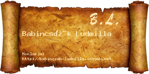 Babincsák Ludmilla névjegykártya